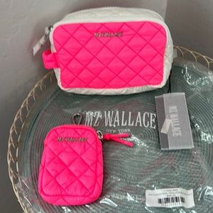 MZ Wallace Cosmetic Bag - Hot Pink and White